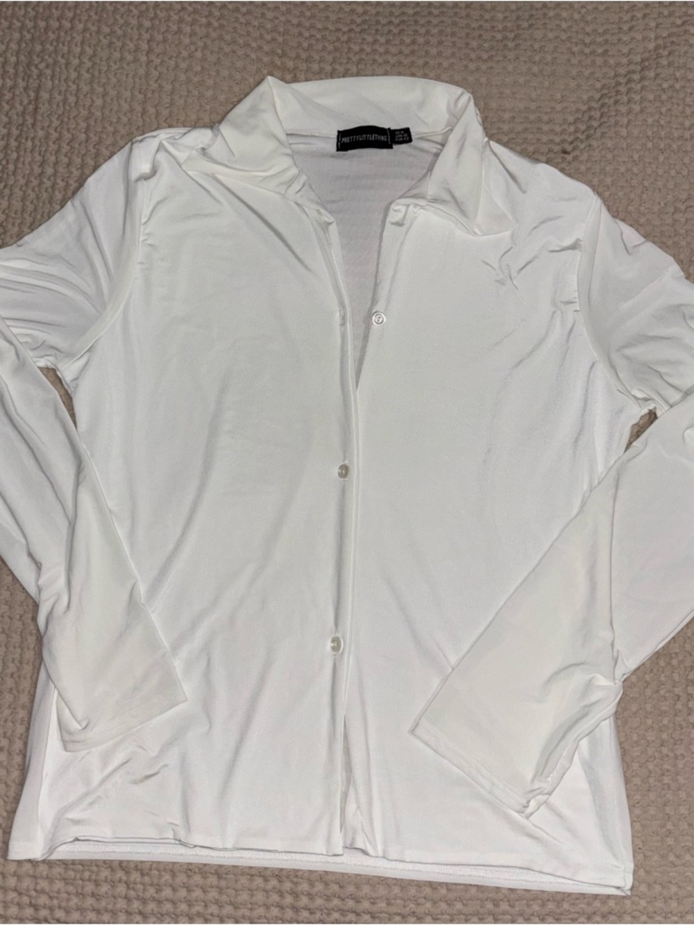 PrettyLittleThing Cream Button-Front Top